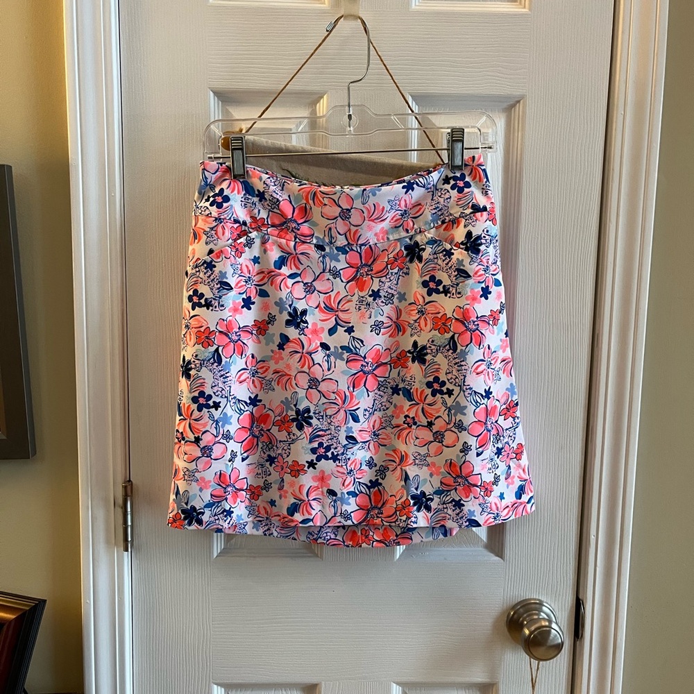 Lilly Pulitzer Pink and Blue Floral A-Line Skirt